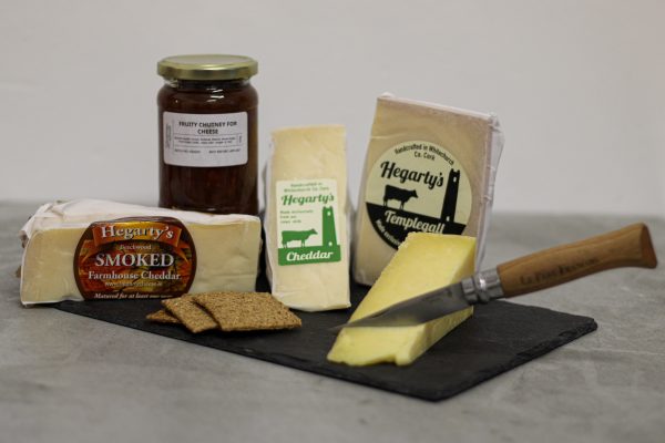 Hegarty's box with crackers and chutney